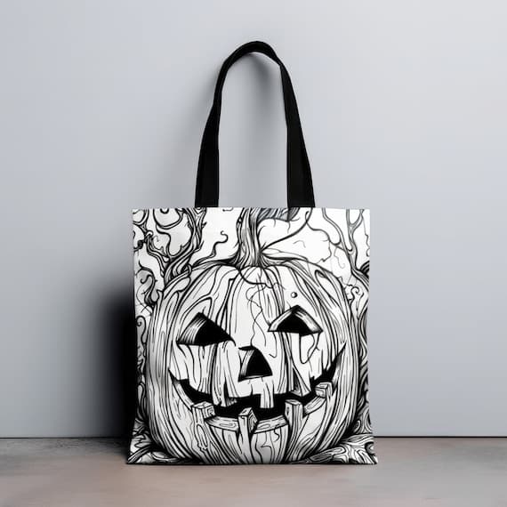 Jack O Lantern Halloween Trick or Treat Color-Me Tote bag
