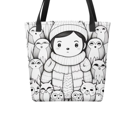 Kawaii Owl Boy Color-Me Tote bag
