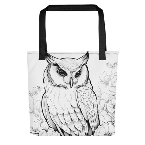Horned Owl Color-Me Tote bag