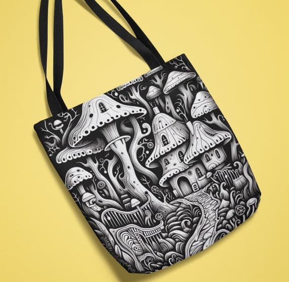 Shroom Village Color-Me Tote bag