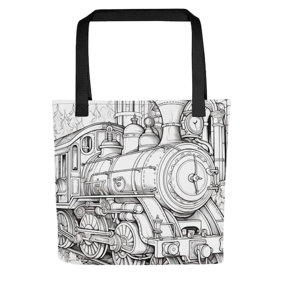 Vintage Steam Train Color-Me Tote bag
