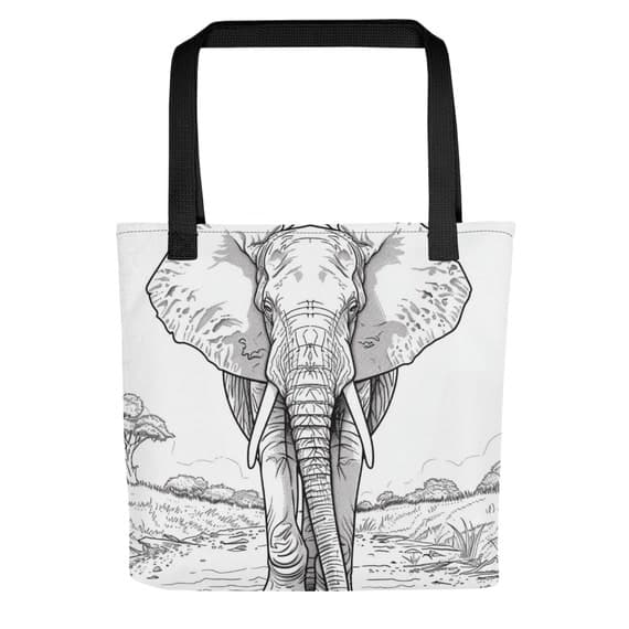 African Elephant Coloring Book Tote bag - Color Me Tote