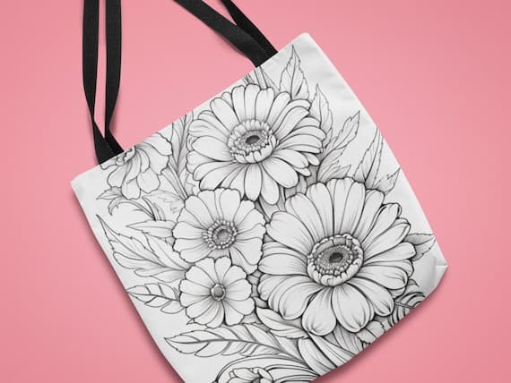 Wildflowers Coloring Book Color-Me Tote bag
