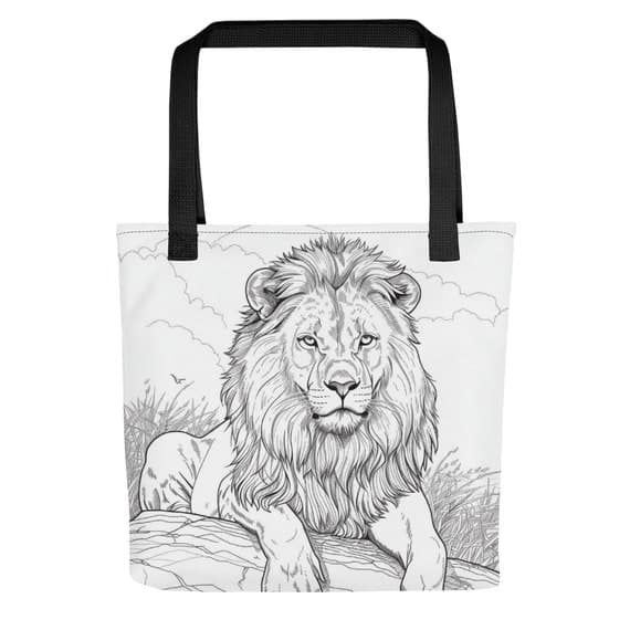 African Lion Coloring Book Tote bag - Color Me Tote