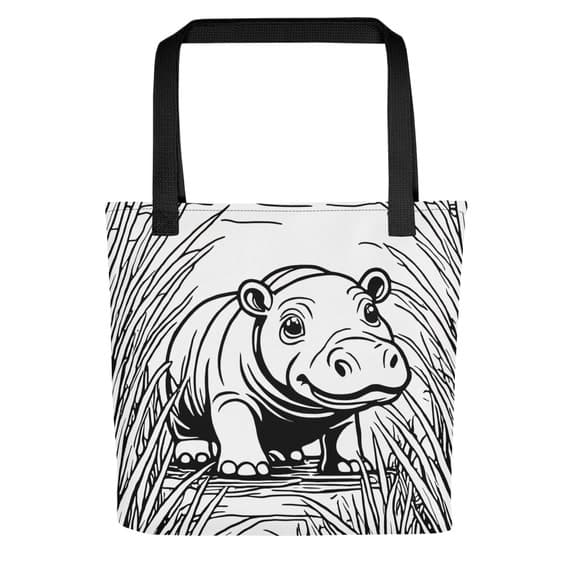Baby Pygmy Hippo Color-Me Tote bag